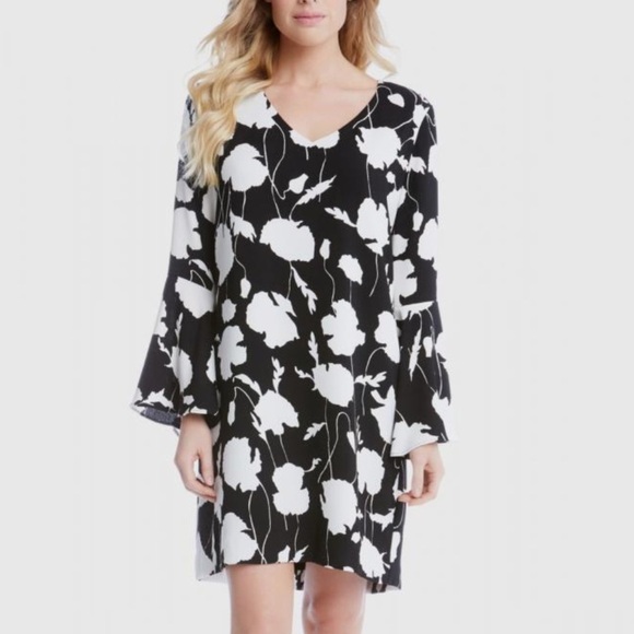 Karen Kane Dresses & Skirts - NWT Karen Kane Black and White Floral Dress Medium Flounce Sleeve
